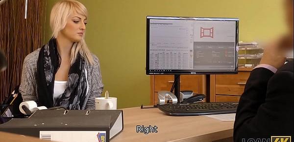  LOAN4K. Amazing charmers figure makes the bank worker horny and hard